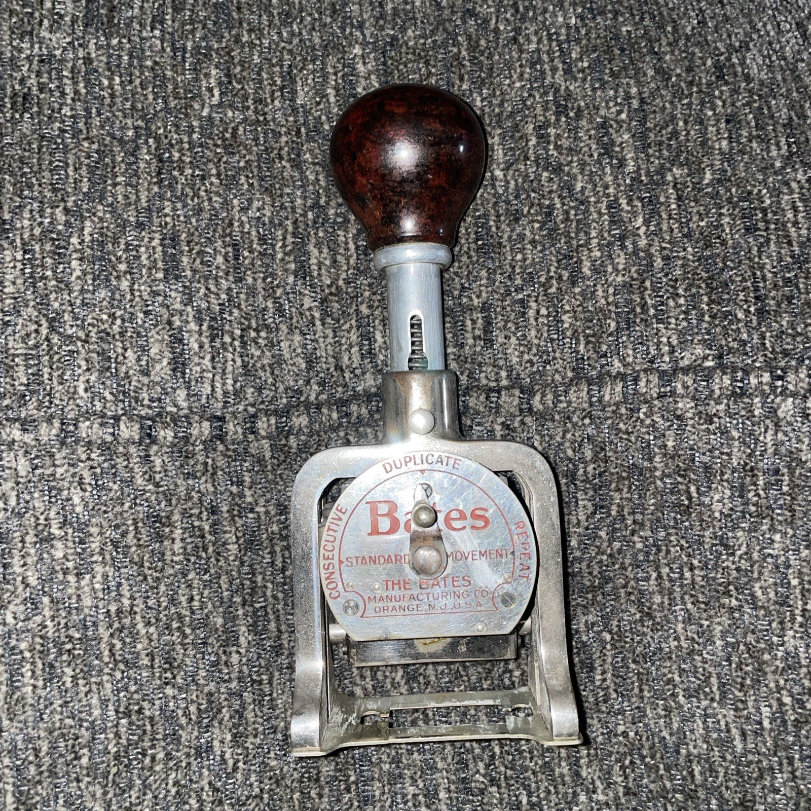 Antique Bates Numbering Machine Stamp Consecutive / Repeat