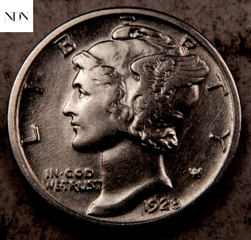 1928-D Mercury Dime - Almost Uncirculated (AU) - 90% Silver
