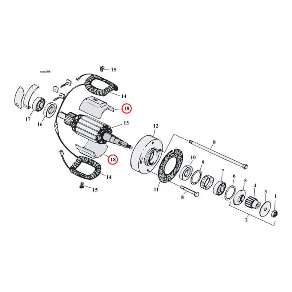 Generator pole piece, field coil for Harley-Davidson