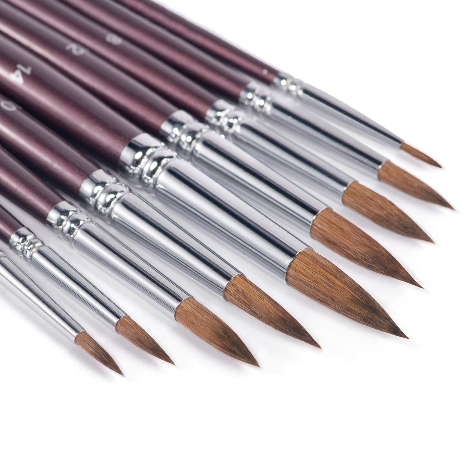 Sable Watercolor Brushes, Fuumuui 9pcs Detail to Mop Sable Brushes Round Poin...