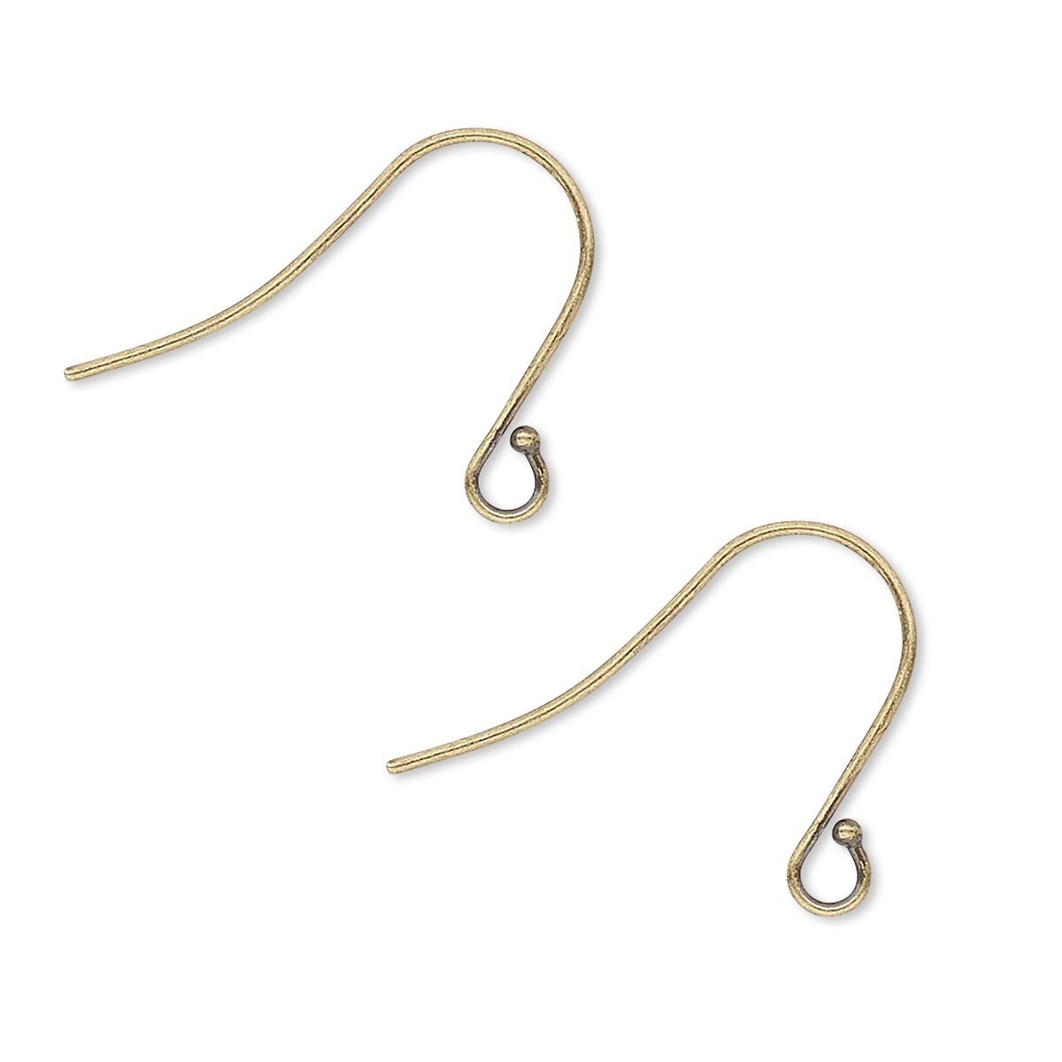 Ear Wire, 10 Antiqued Gold Plated Brass 15mm Fishhook with Open Loop Earrings