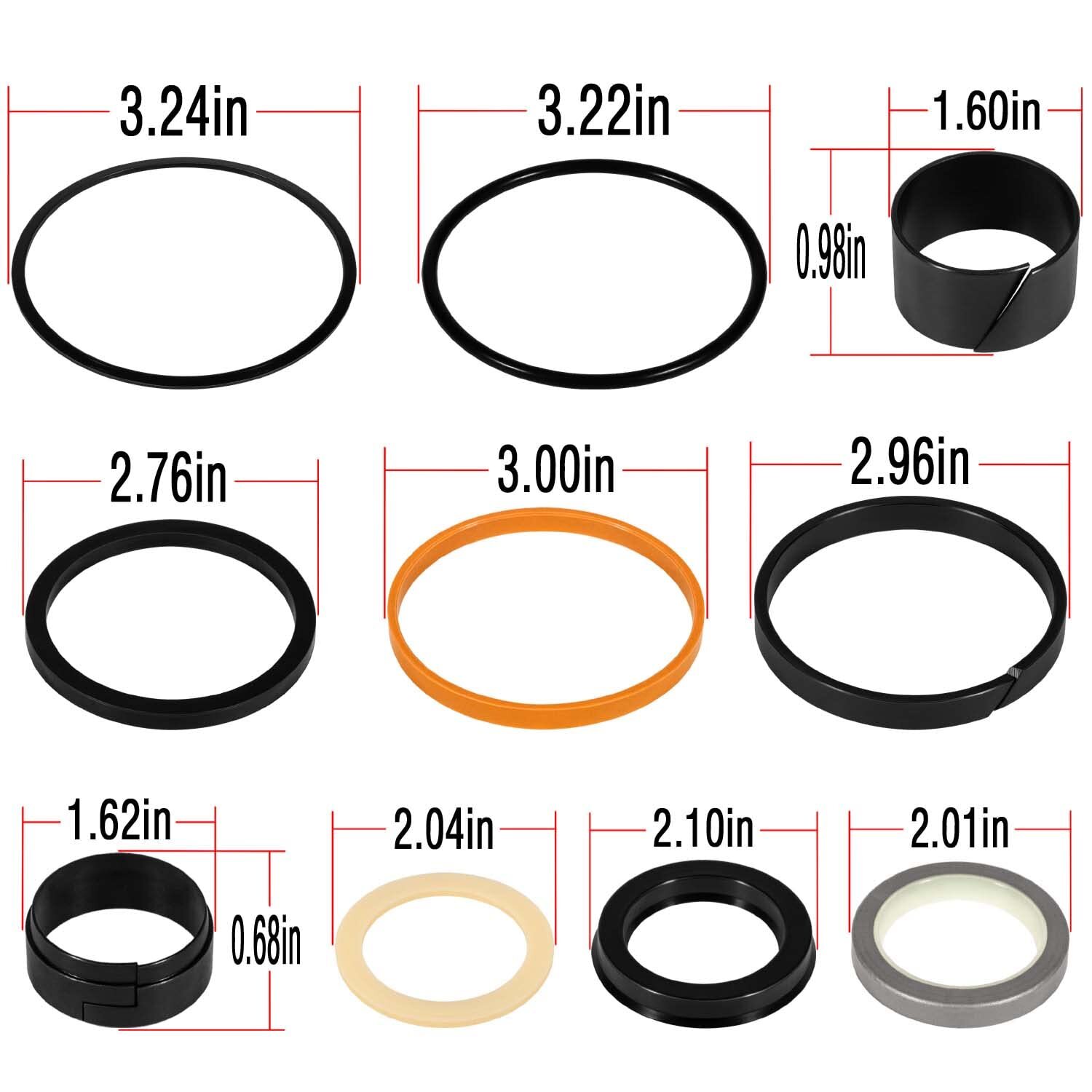 For Case Hydraulic Cylinder Seal Kits 1543252C1 G109452 G102404 1.5” Rod 3” Bore