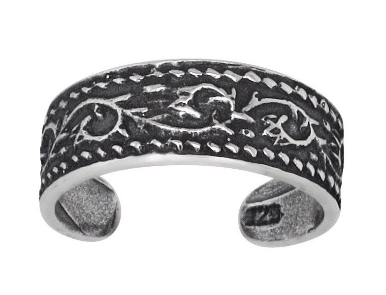 Sterling Silver .925 Flourishing Vines Toe Ring Adjustable Size | Made In USA