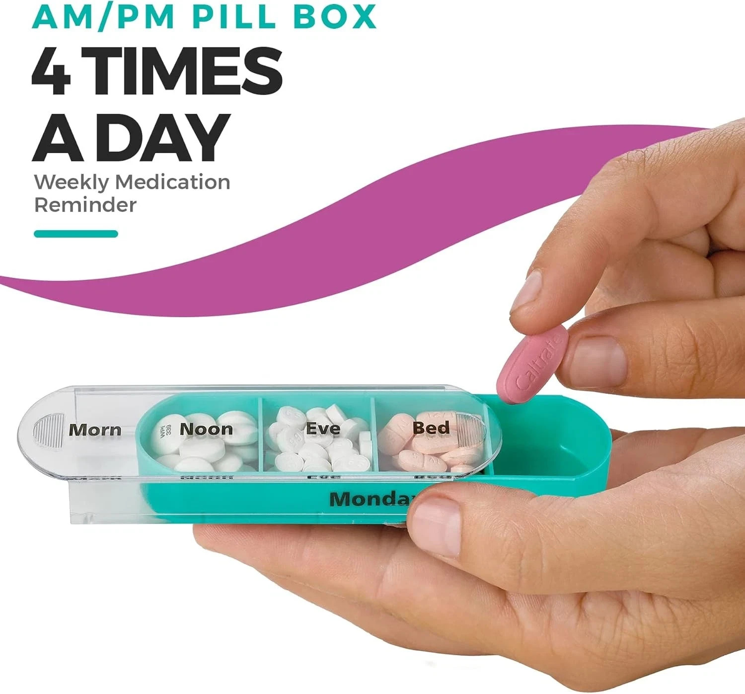 Stackable Pill Box Organizer 7 Day 4-Times A Day Weekly Medicine Dispenser