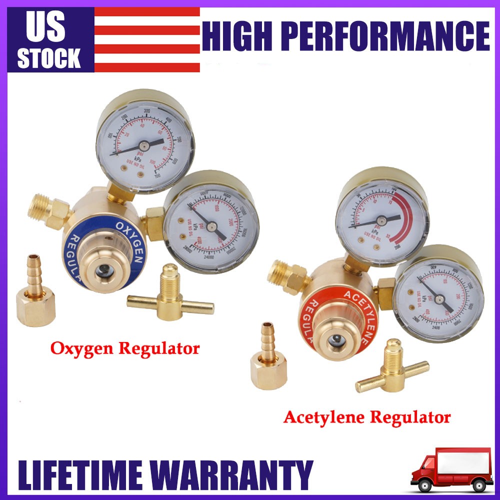 Upgrade Oxygen and Acetylene Regulators Welding Gas Gauges Pair CGA540 CGA200