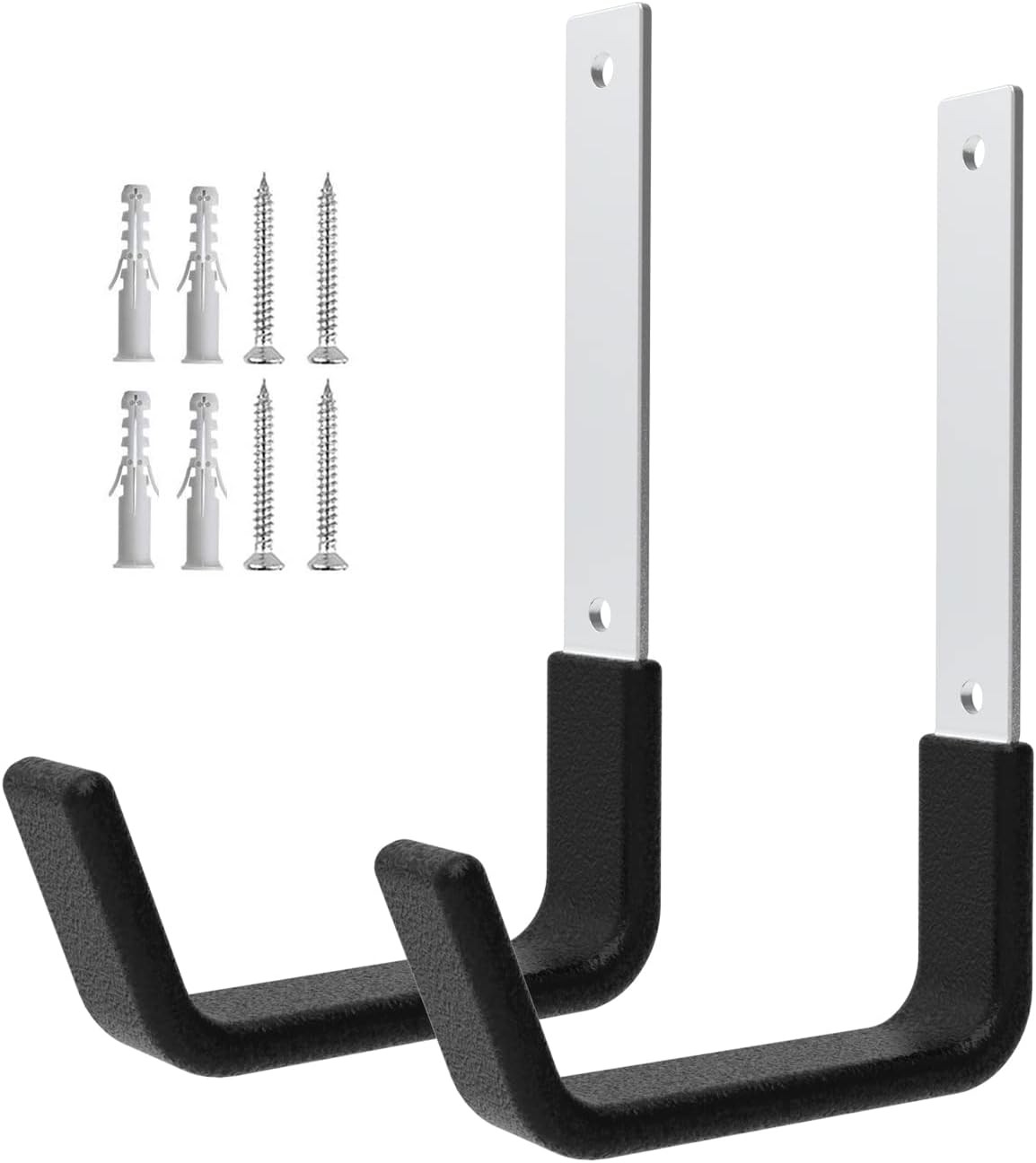 Heavy Duty Utility Hooks for Wall Mount, Garage 2 Medium, Silver and Black