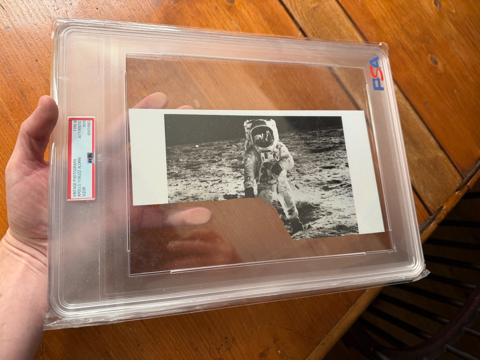 Apollo 11 Buzz Aldrin Moon Landing Vizor Photo 1969-70 NASA PSA Type 3 Period