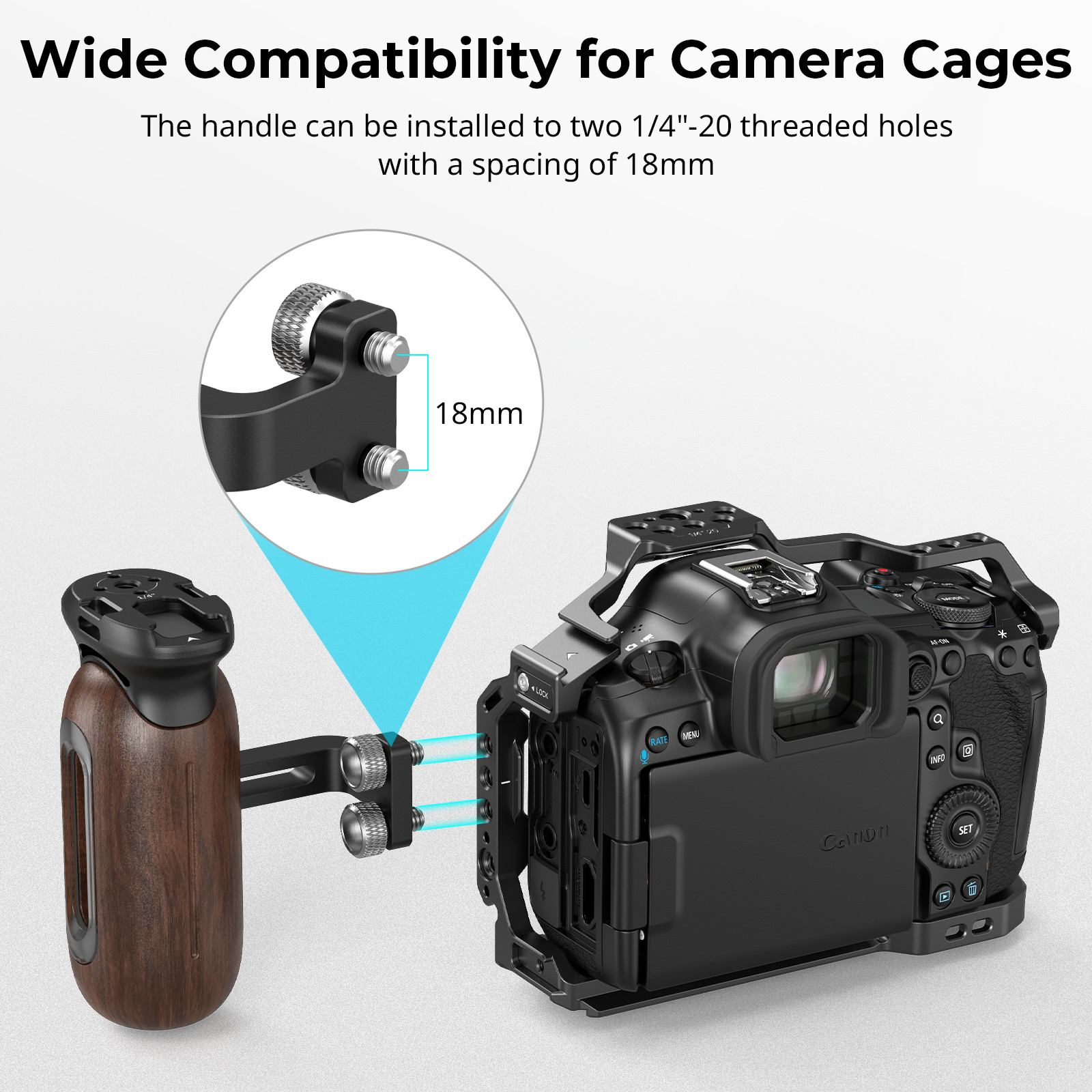 SmallRig Wooden Side Handle for Camera Cages 15kg / 33.1lb Load Capacity