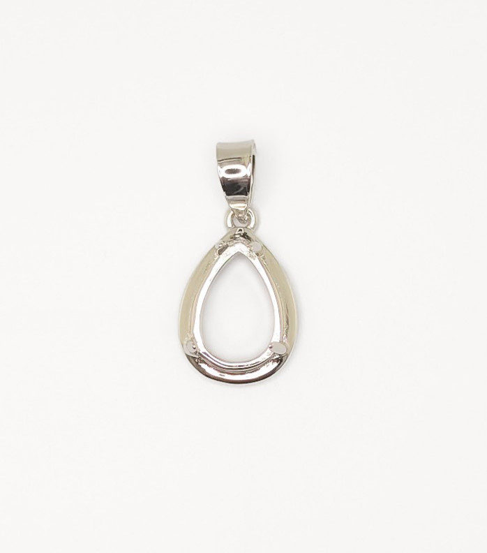 10 X 7 mm Pear Cabochon Frame Sterling Silver Pendant Setting