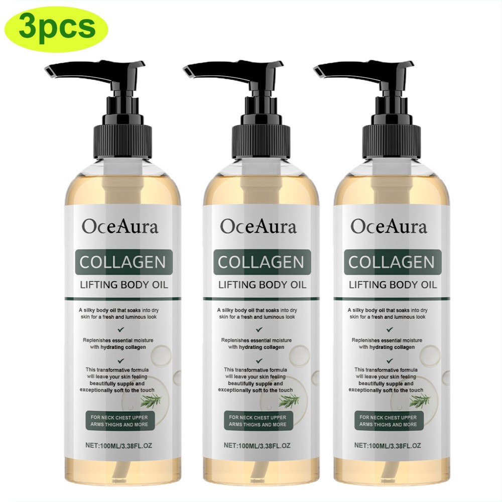 3X 100ml Collagen Firming Lifting Body Oil Skin Tightening Hydrating Massage Oil