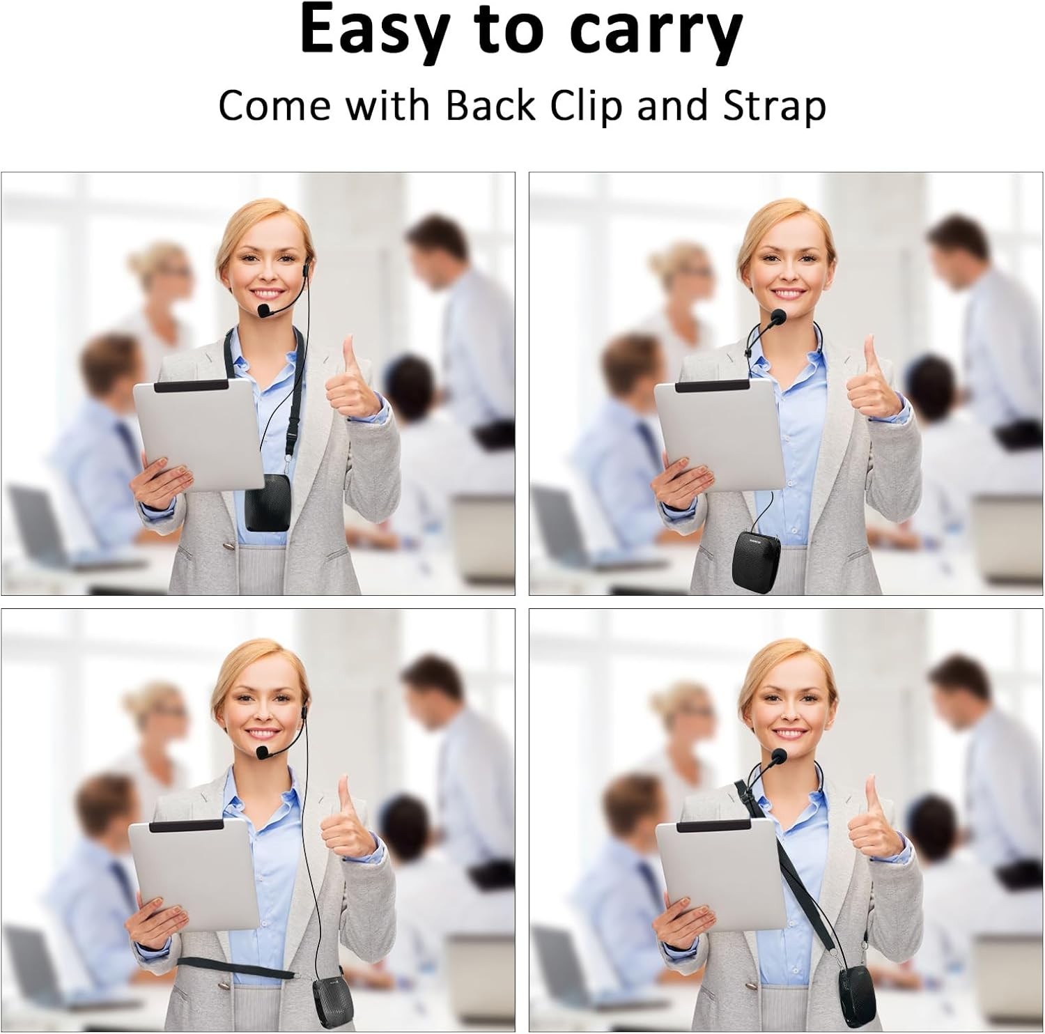 Portable Voice Amplifier with Wired Microphone Headset