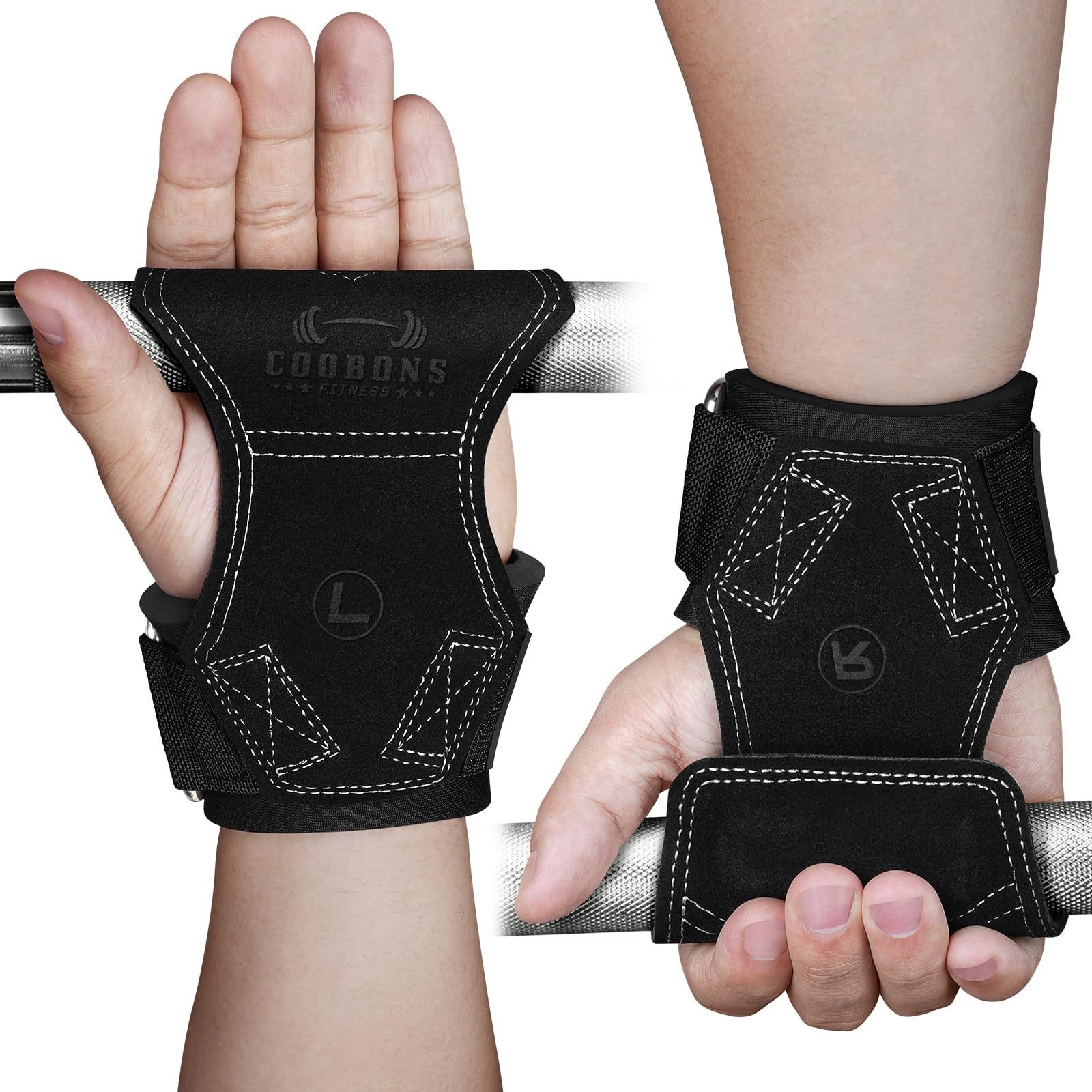 Lifting Wrist Straps for Weightlifting, Double Layer Leather for Weight Lifti...
