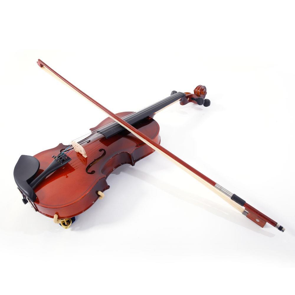 Glarry 1/2 Size Solid Maple Coffee Color Acoustic Violin Set for Beginner