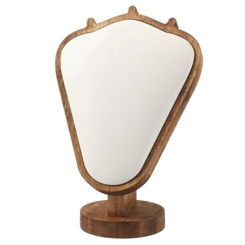 8.27''x5.51'' Wooden Necklace Display Chain Bust Stand Leather Jewelry White