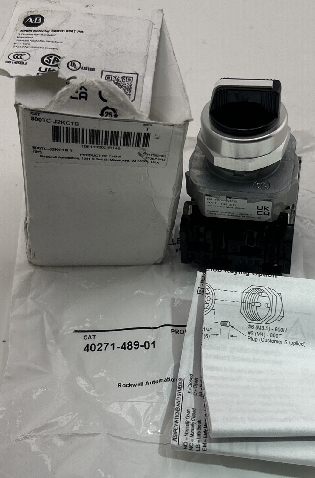 Allen Bradley 30mm Selector Switch 800T 800TC-J2KC1B