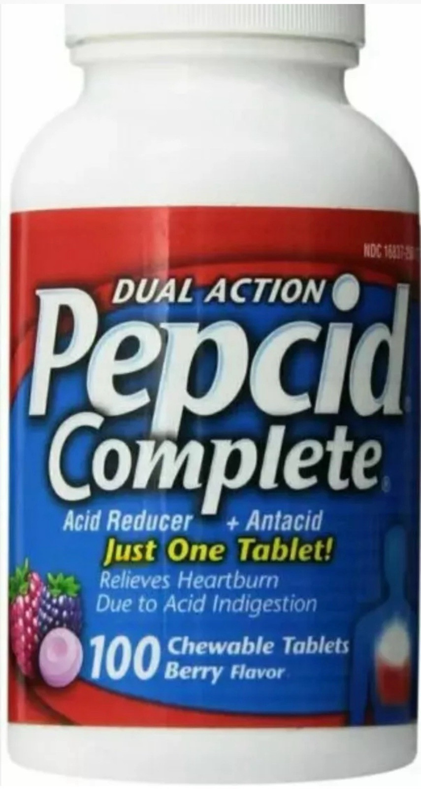 Pepcid Complete Dual Action  Acid Reducer Berry - 100 Chewable Tabs exp 4-9/2028