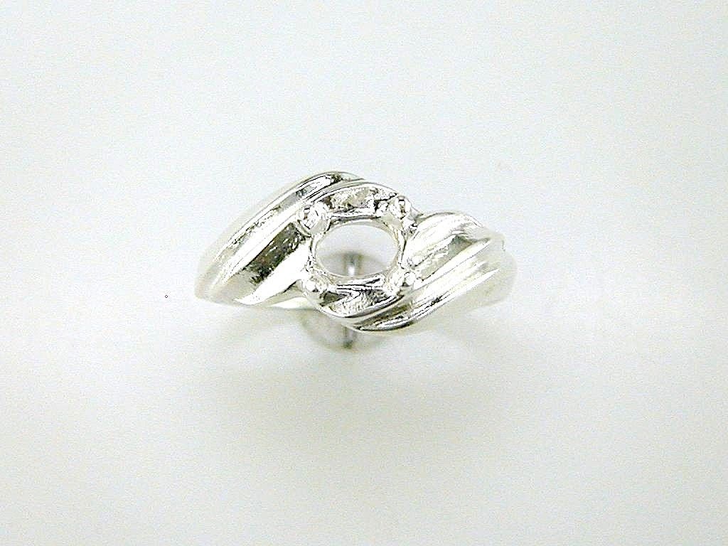 8 x 6 mm Oval Side Set Swirl Solitaire Ring Setting Sterling Silver