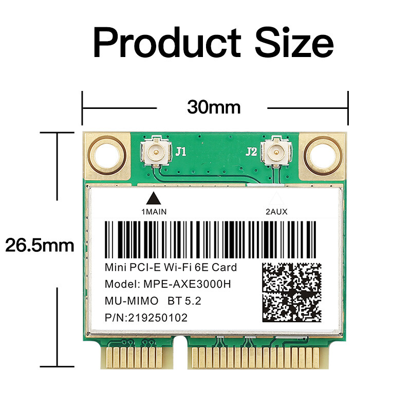 MPE-AXE3000H Mini PCI-E WiFi Card 3000Mbps WiFi 6E Bluetooth Network Adapter PC