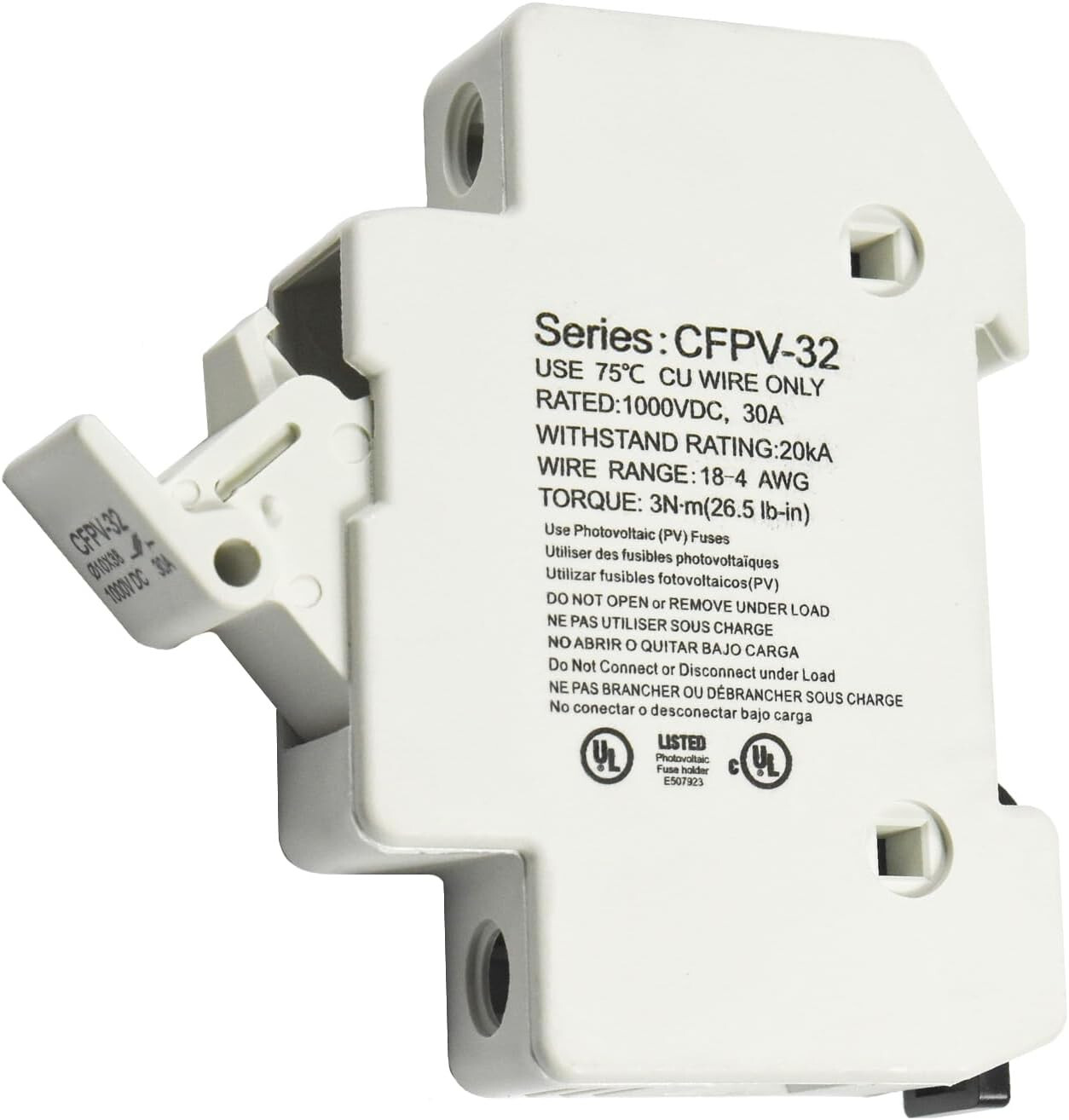 HQRP Solar Photovoltaic CFPV-32 10x38mm Fuse Holder, 1-32Amp, 1000VDC, Class gPV