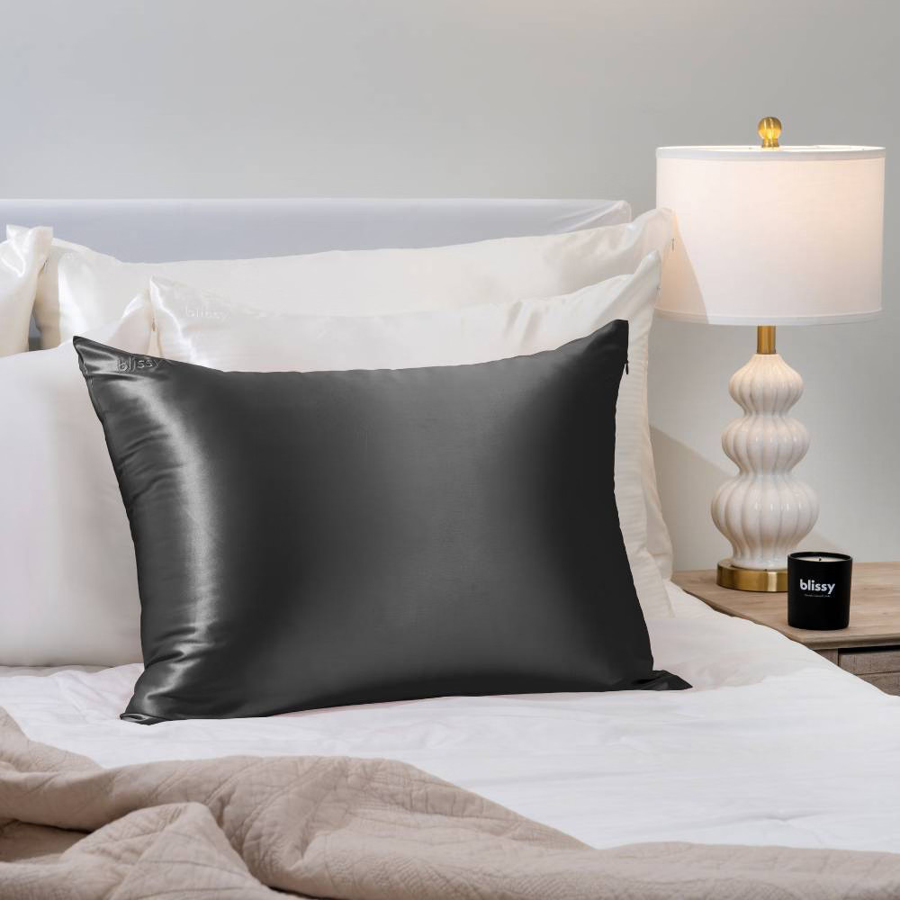 Blissy King 600 Thread Count Silk Pillowcase Dark Gray