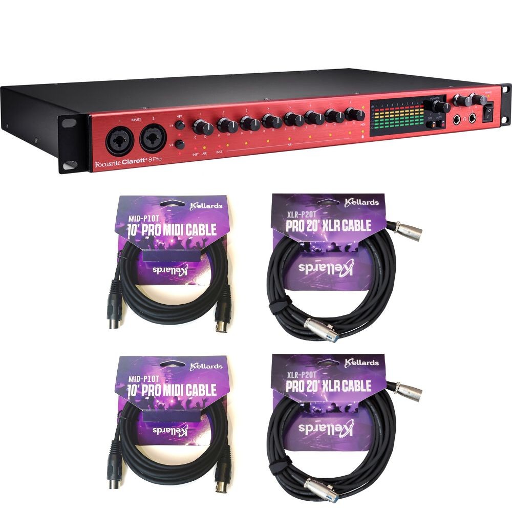 Focusrite Clarett Plus 8Pre USB-C Audio Interface w/ MIDI & XLR Cables