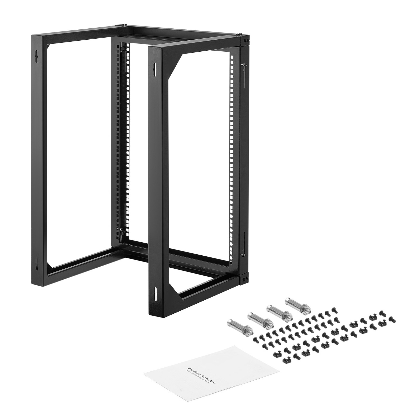 Uimoso 15U Wall-Mounted Open Frame Network Rack, 150 lbs Capacity, 180° Rotation