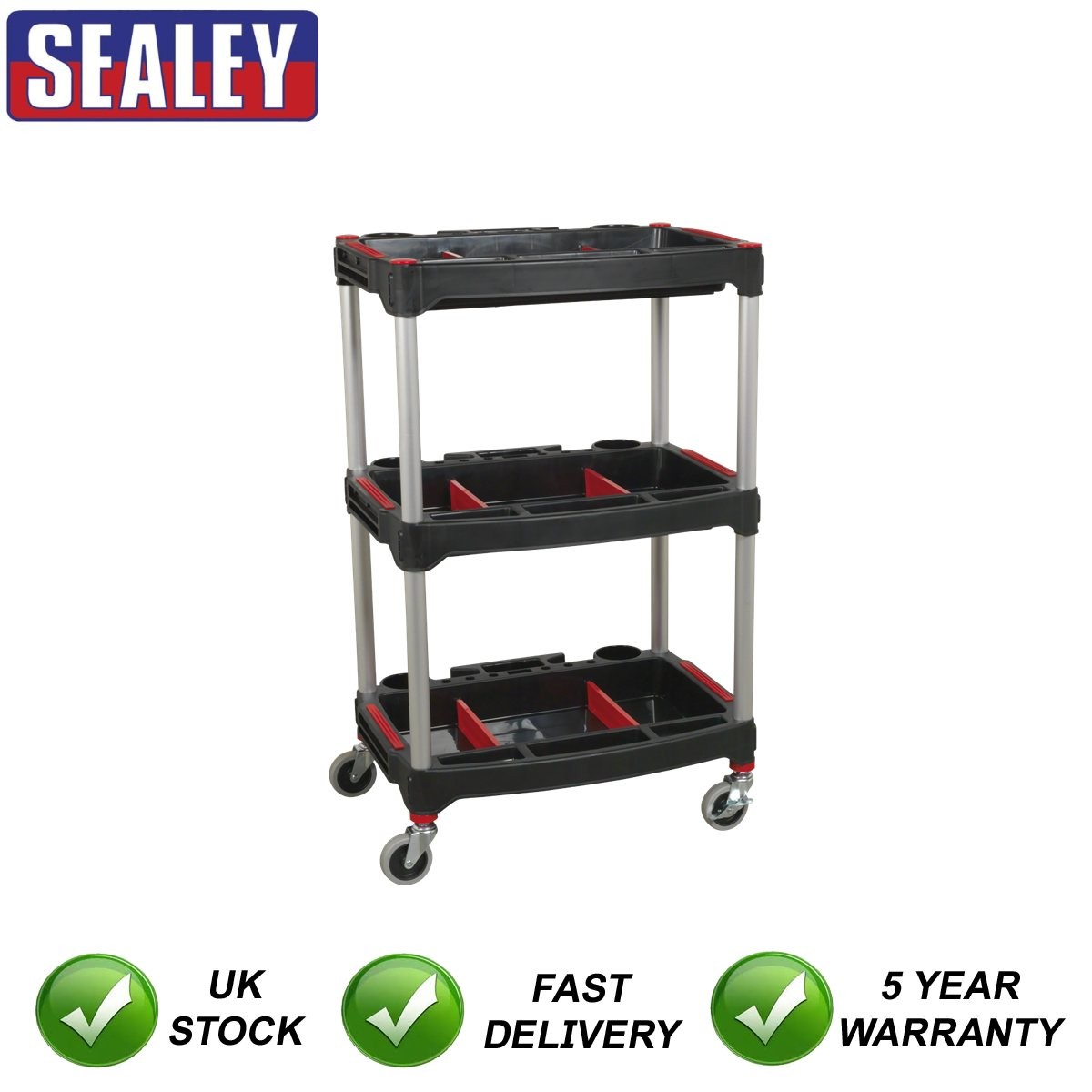 Sealey Composite Workshop Trolley with Parts Storage 3-Level CX313