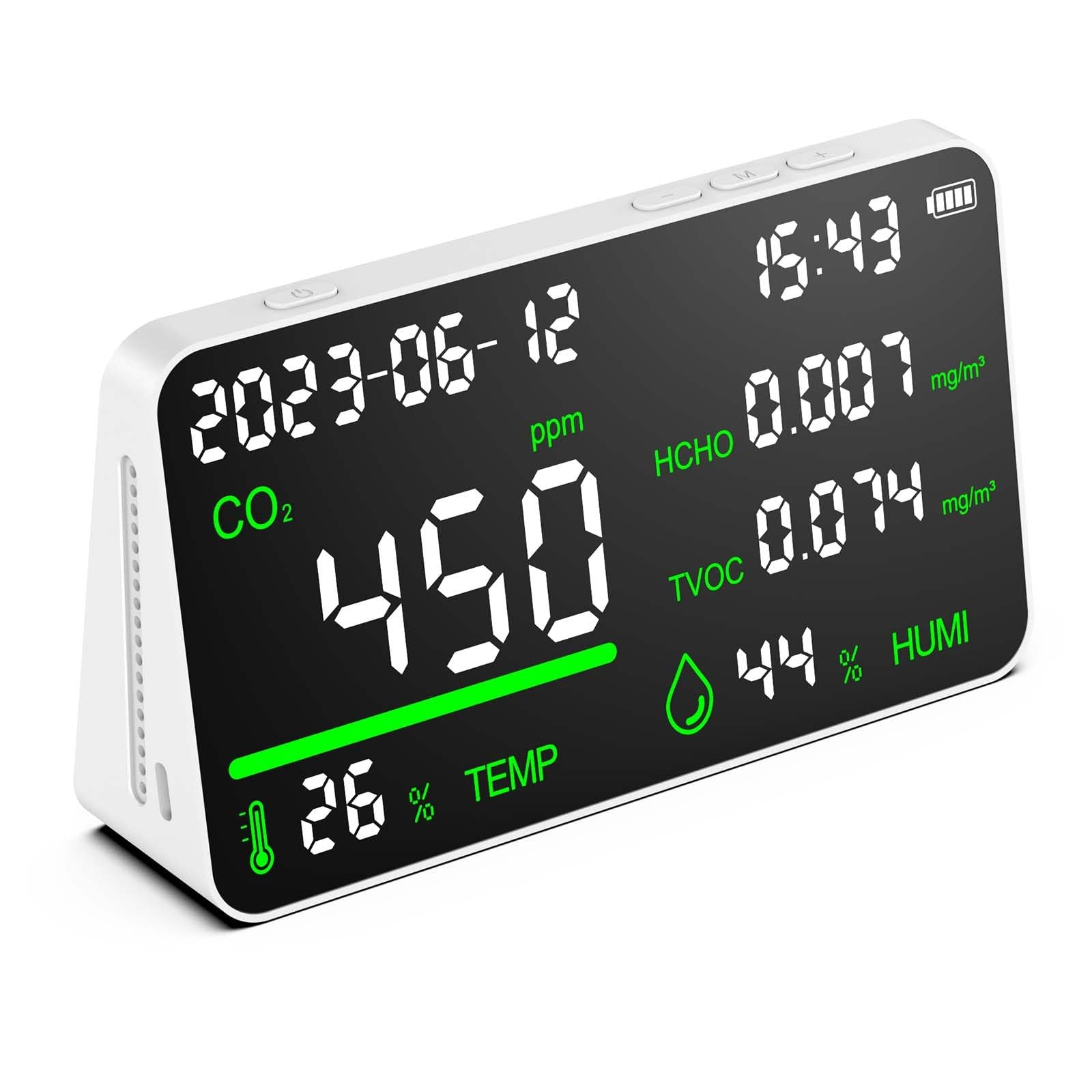 7-in-1 Air Quality Monitor, Indoor Humidity Monitor, Temperature, CO2, TVOC, ...