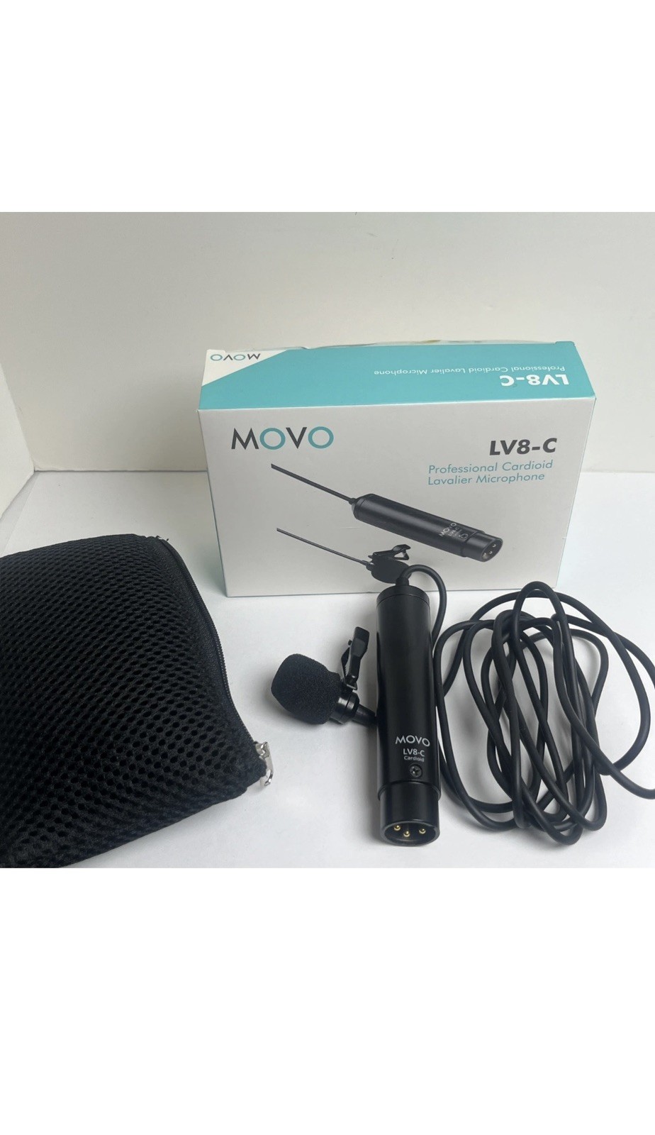 Movo LV8-C XLR Lavalier Lapel Cardioid Microphone w. Phantom Power & Windscreen