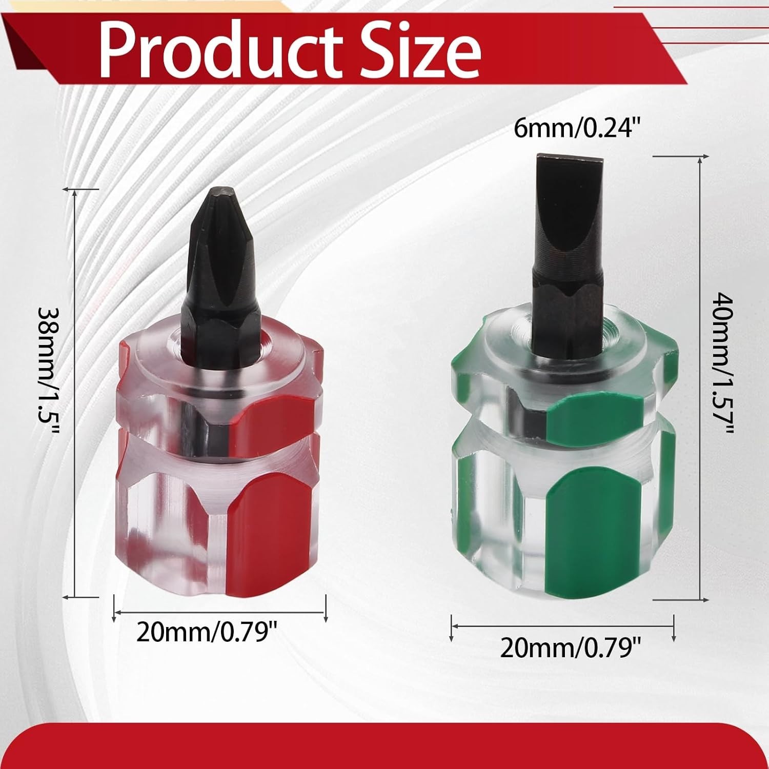 2-Piece Mini Stubby Screwdriver Set, Ultra Short Flat Head Screwdriver