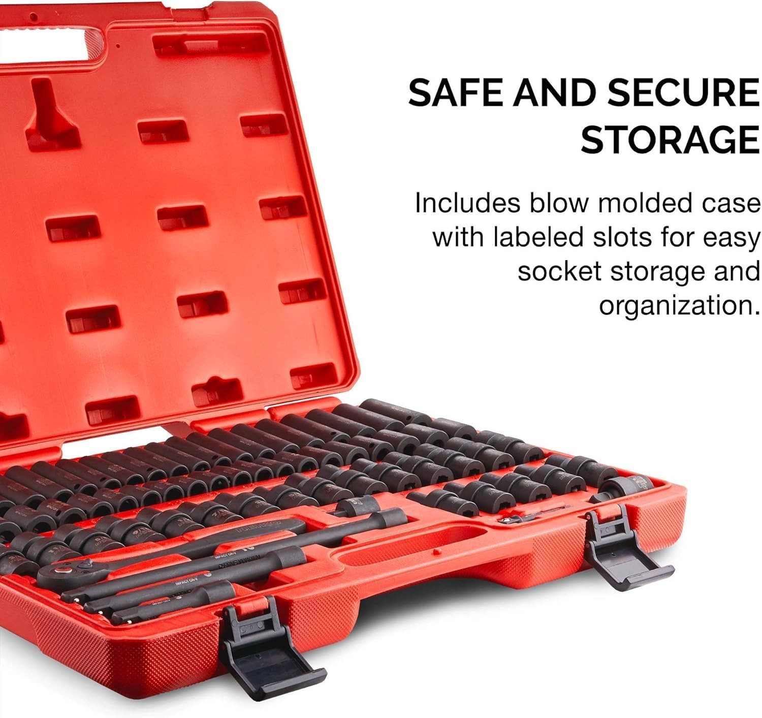 NEIKO 02471A Impact Socket Set, 3/8” Drive, 67 Piece, 67 Swivel, Red