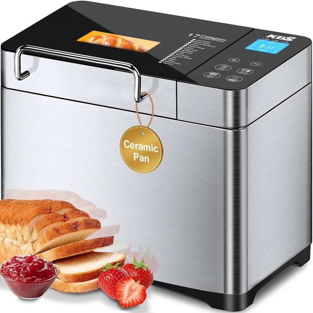710W 2LB Bread Maker Machine Stainless Steel 17-in-1 Smart Programmable with