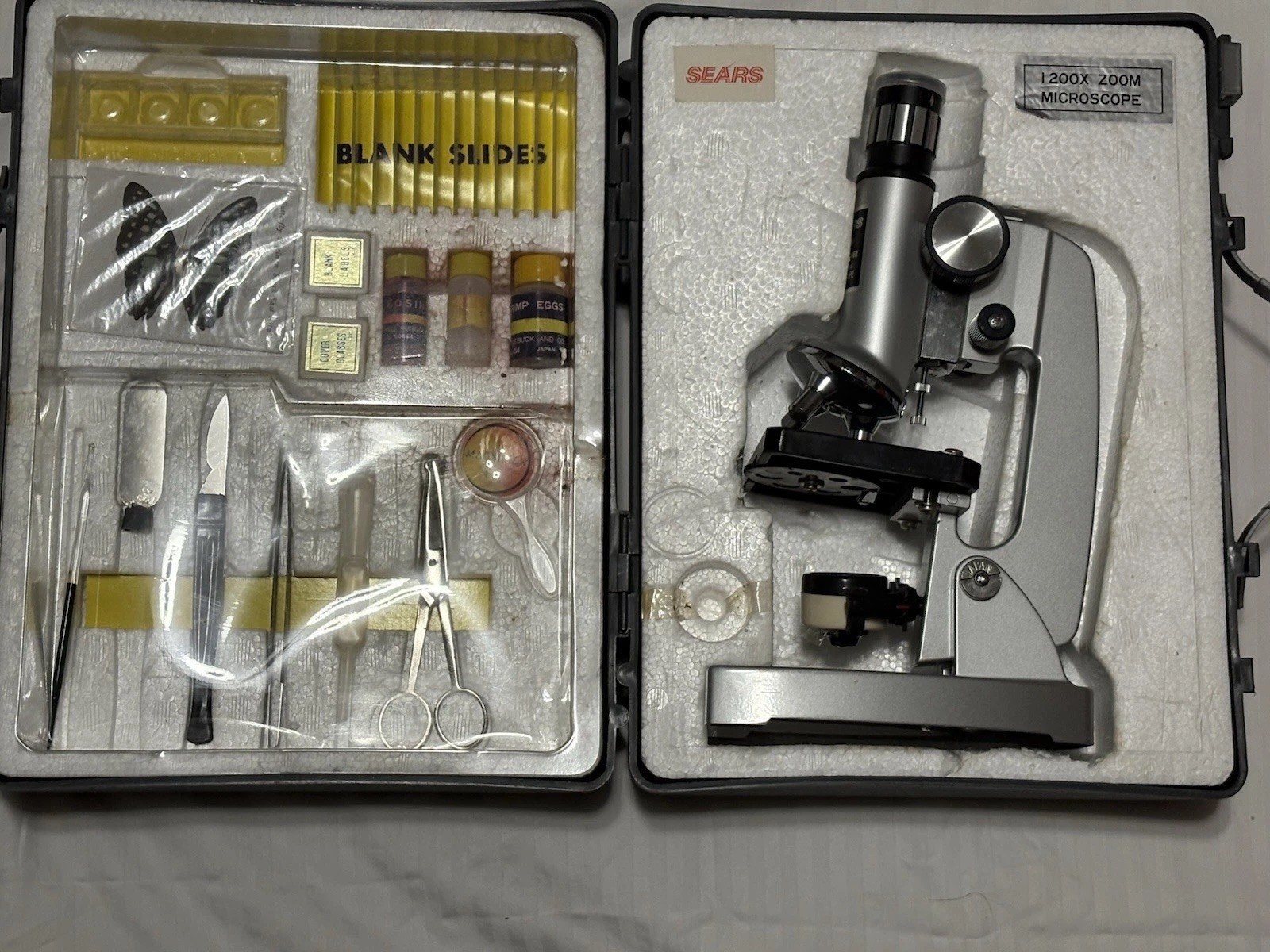 Vintage Sears Zoom Microscope Set 50-1200 Power Complete Set with Original Box!