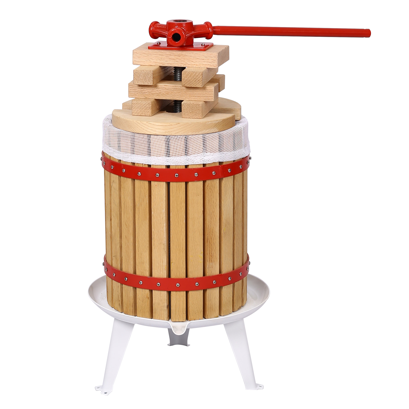 Fruit and Wine Manual Press Solid Wood Basket 4.8 Gallon 18L Cider Pres