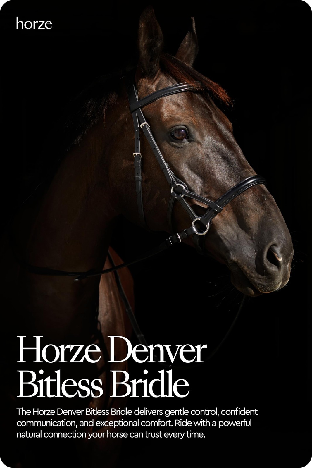 HORZE Denver Soft Leather English Side Pull Bitless Bridle for Horses | Web R...