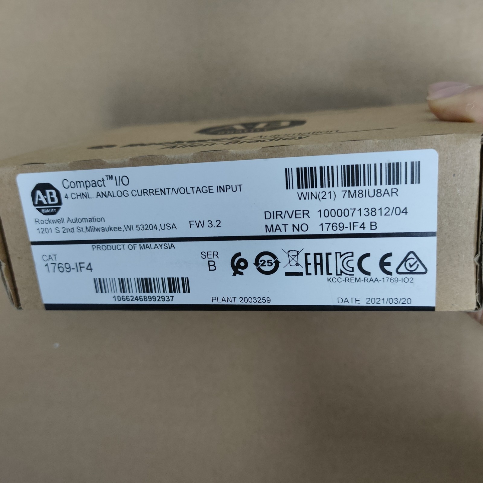 AB 1769-IF4 SER B CompactLogix 4-Ch Input Module New Factory Sealed
