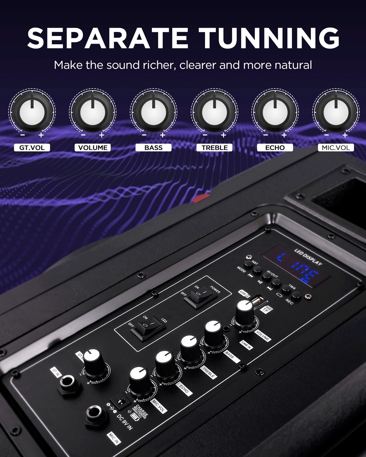 Karaoke Machine with 2 Wireless Microphones & Bluetooth Speaker