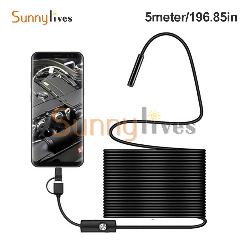 5.5mm HD Endoscope Borescope Inspection Camera w/ 6LED for USB Type C Android PC