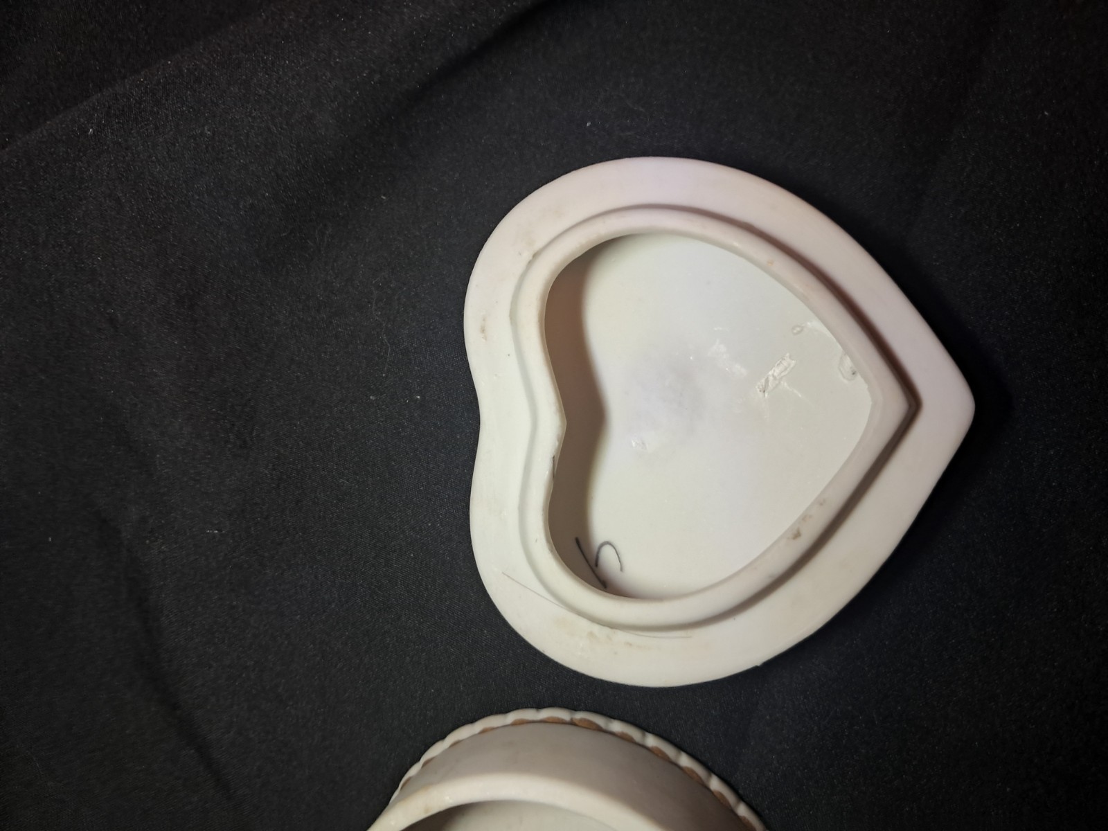 Porcelain Heart Shaped Trinket Box Cherub