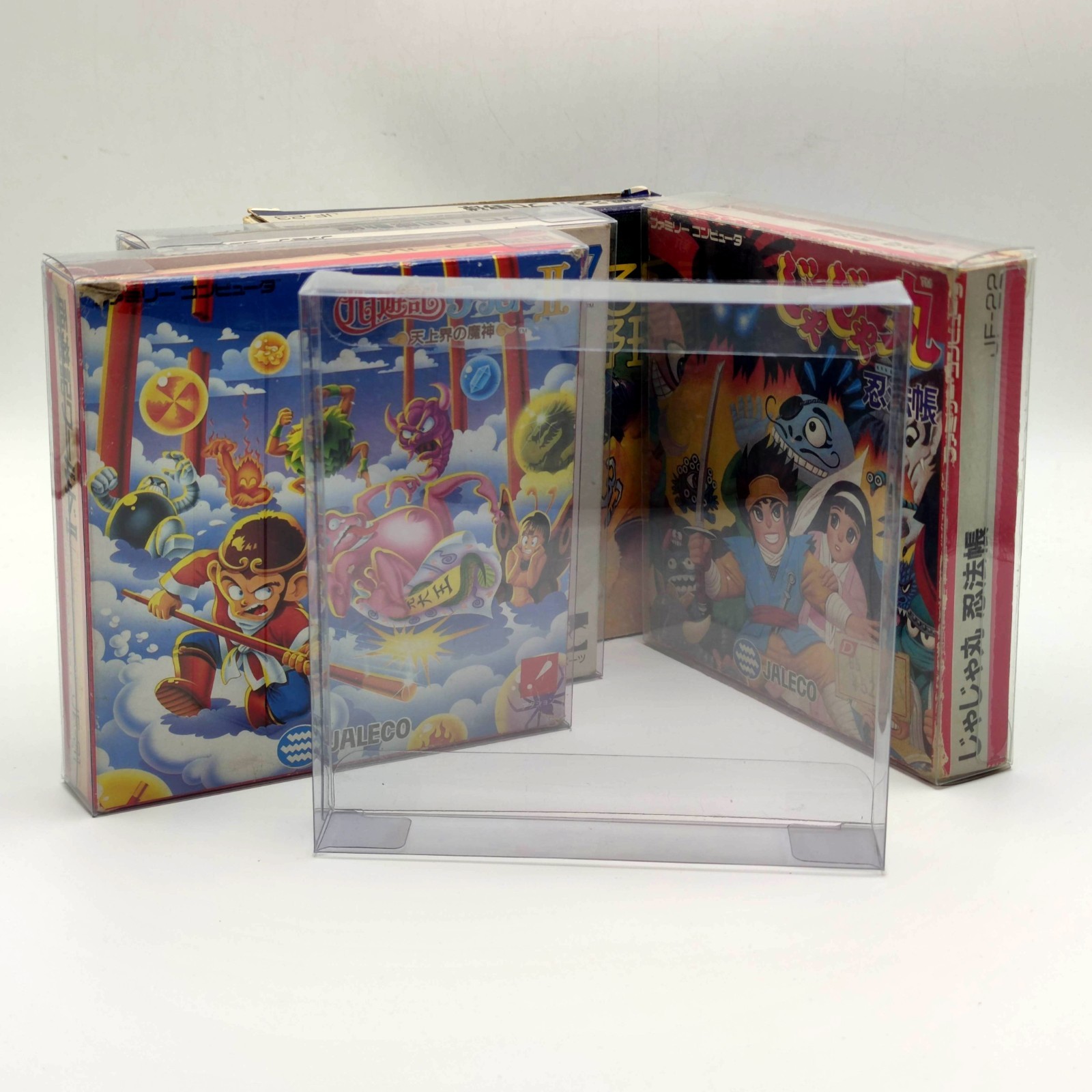 20 x Famicom box Jaleco Clear Plastic Case Box Protectors JaJaMaru Saiyuuki NEW