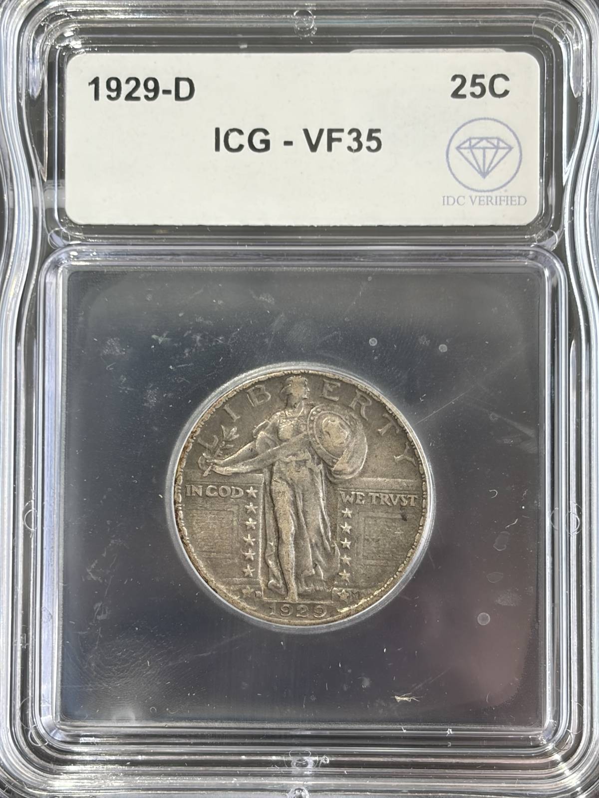 1929 D Quarter Dollars Standing Liberty Quarter ICG VF-35 IDC Verified