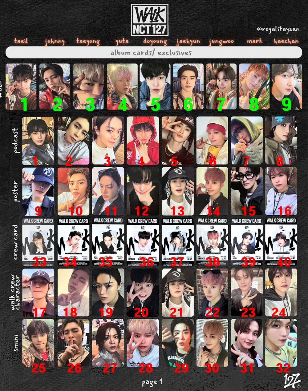 NCT 127 -  WALK BOOK VER Official PHOTOCARD PHOTO CARD KPOP 엔시티 JAEHYUN HAECHAN