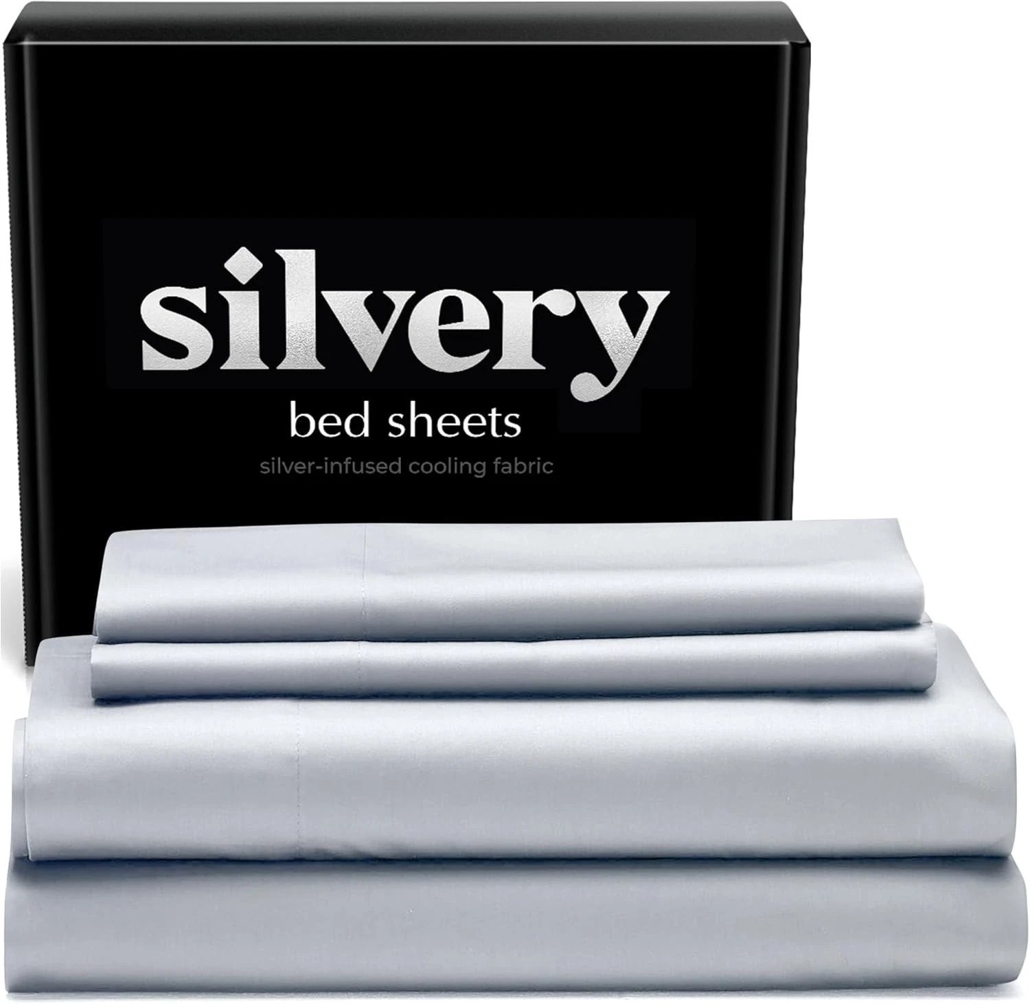 Silvery Silver Infused Cooling Bed Sheets Set King Size Gray Self Cleaning