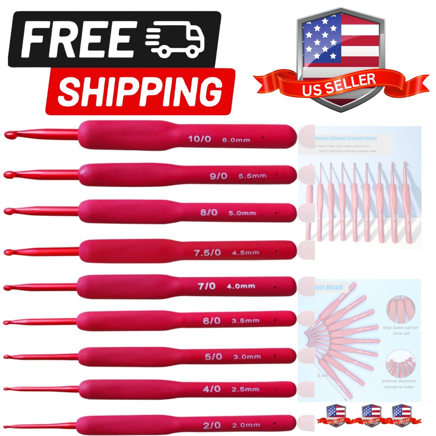 Ergonomic Crochet Hooks Set,Silicone Crochet Hook Knititng Needles for Arthri...