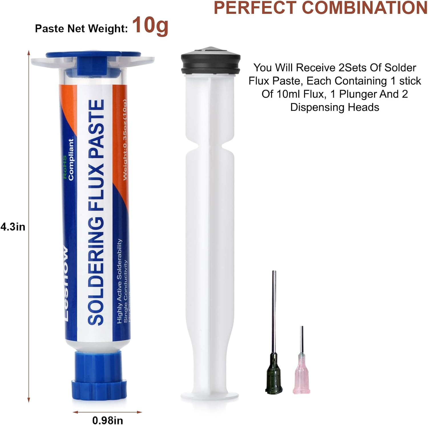 Solder Flux Paste, 2 Sets No Clean Soldering Flux for Electronics Desoldering, S