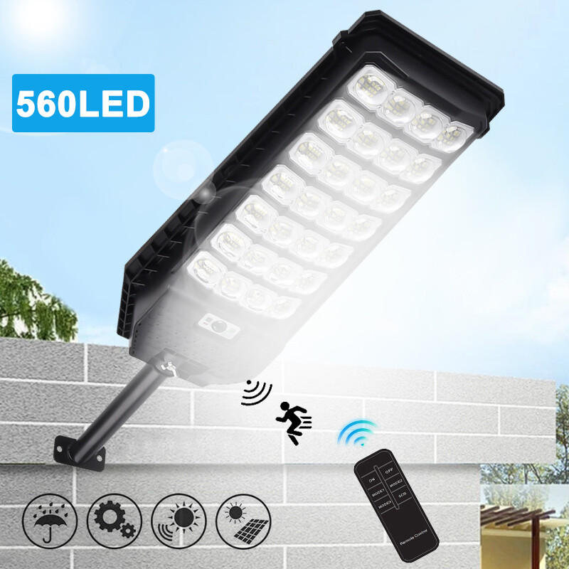 Commercial Solar Street Lights LED Outdoor Dusk to Dawn Super Bright Lamp Remote
