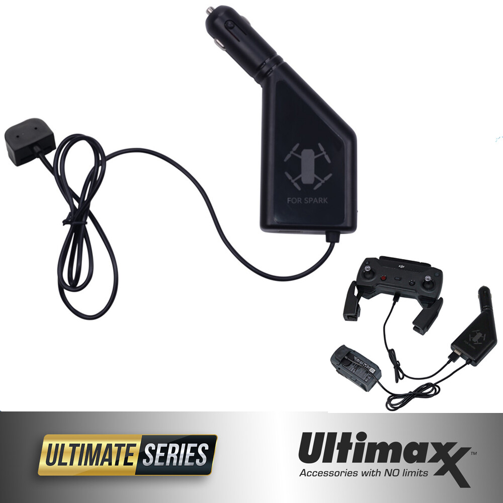 ULTIMAXX DJI Spark Car Charger with USB Connector for DJI Spark Batteries