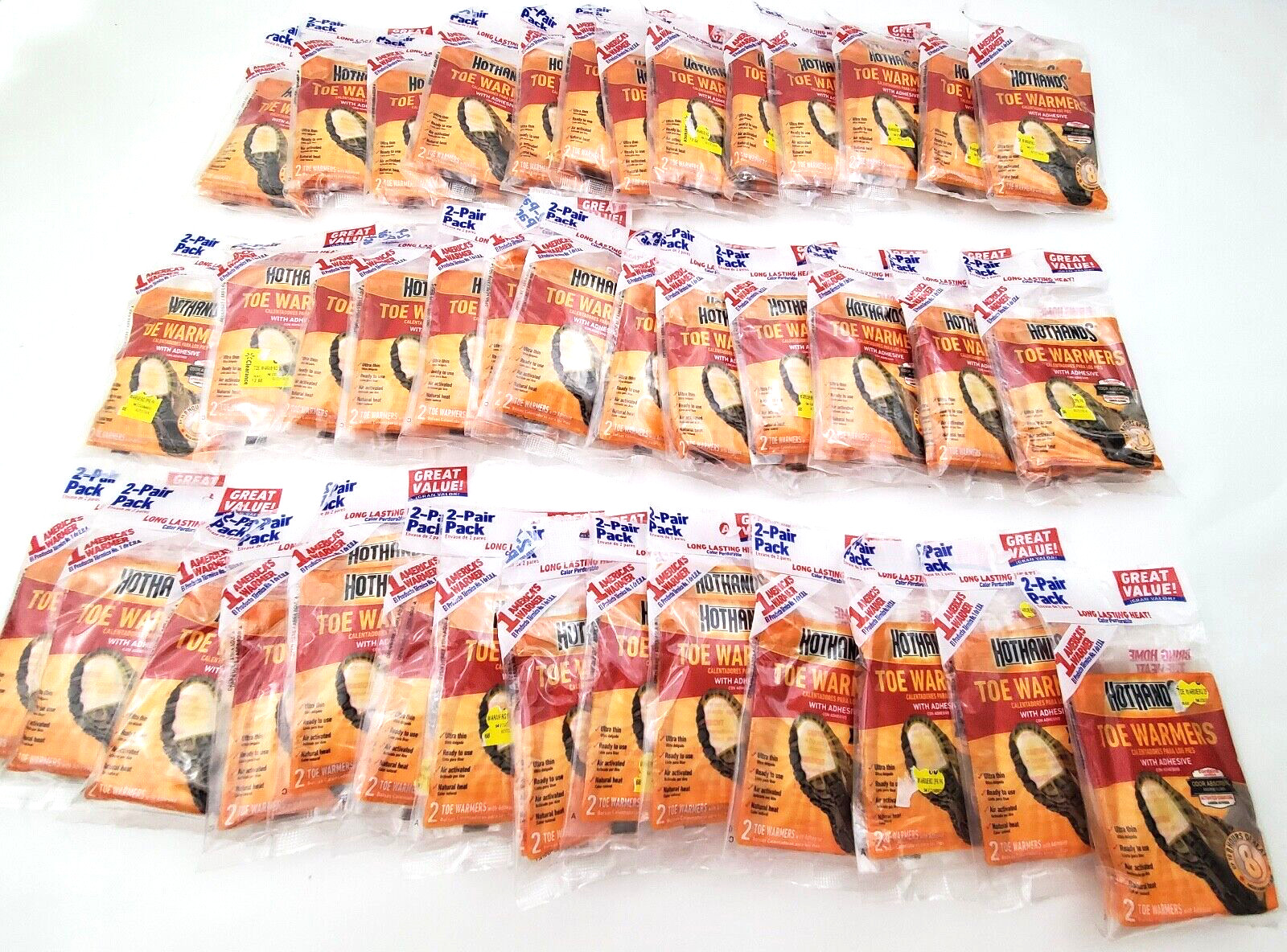 Lot of 40 Packs of 2 Hot Hands Toe Warmers Exp 05/27 8 Hours of Heat W/ Adhesive