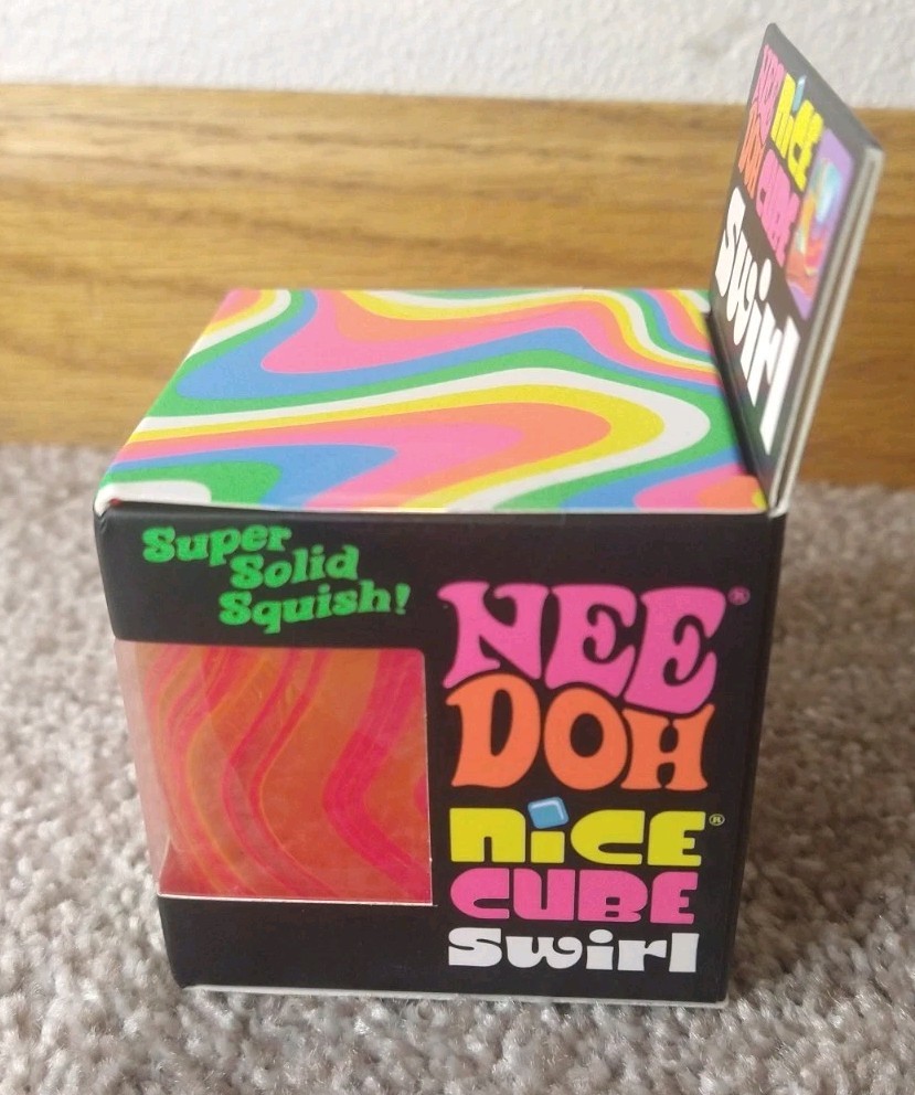 💖❤️Authentic Schylling NeeDoh Nice Cube Pink/Orange Swirl