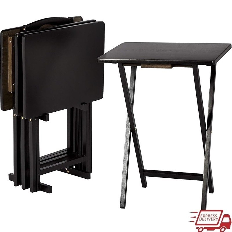 Folding Tray Table Set W/ Storage Rack Dining Crafts Work Station Playtime New